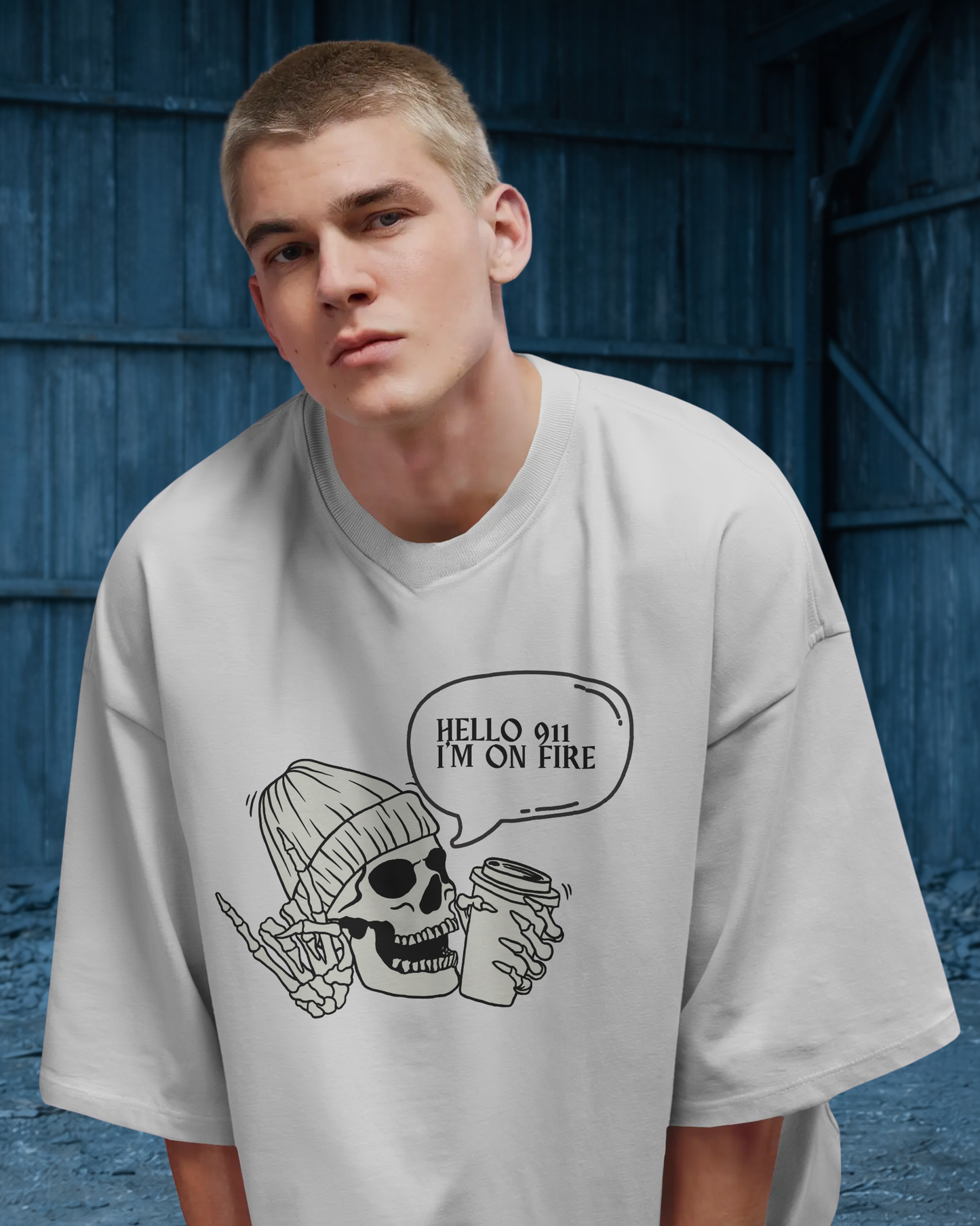Hello 911, I'm On Fire: A Bold Urban Oversized T-Shirt