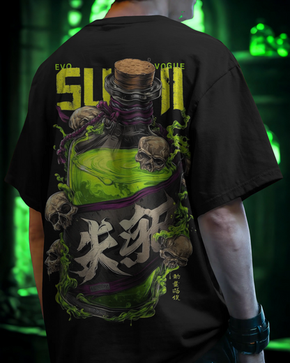 "Sin Elixir" Oversized Graphic Tee – Poison Bottle Edition