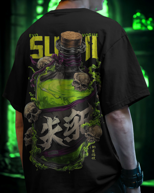 "Sin Elixir" Oversized Graphic Tee – Poison Bottle Edition