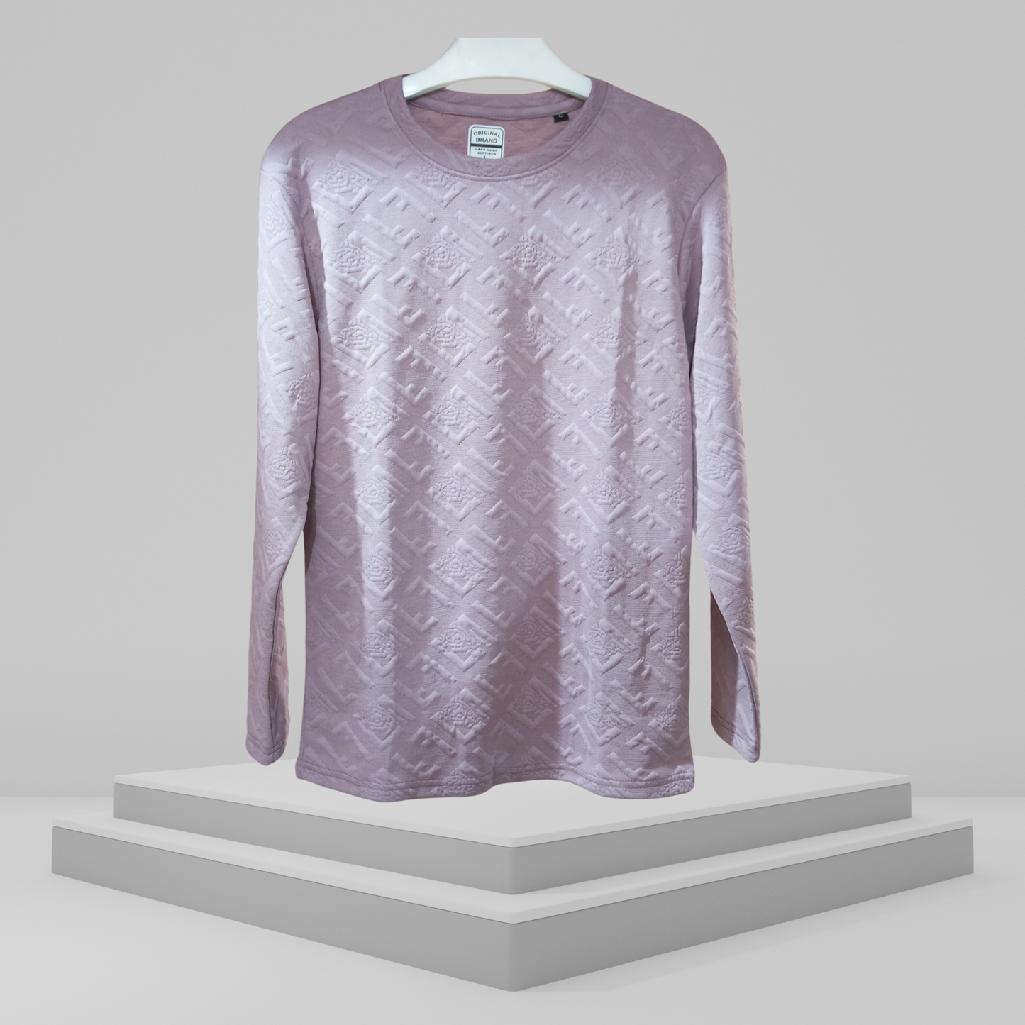 Evo Vogue Pink Jacquard Full-Sleeve T-Shirt