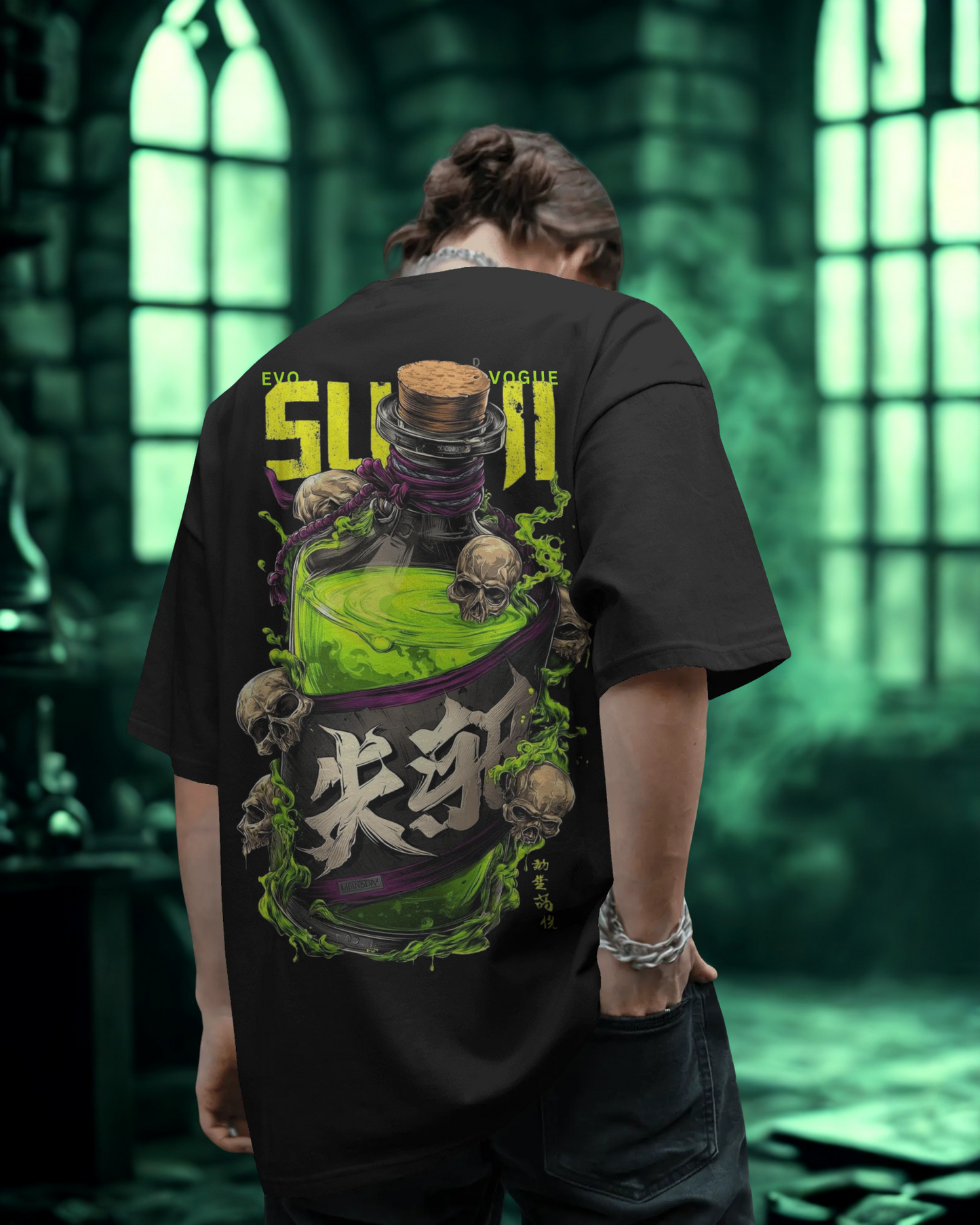 "Sin Elixir" Oversized Graphic Tee – Poison Bottle Edition