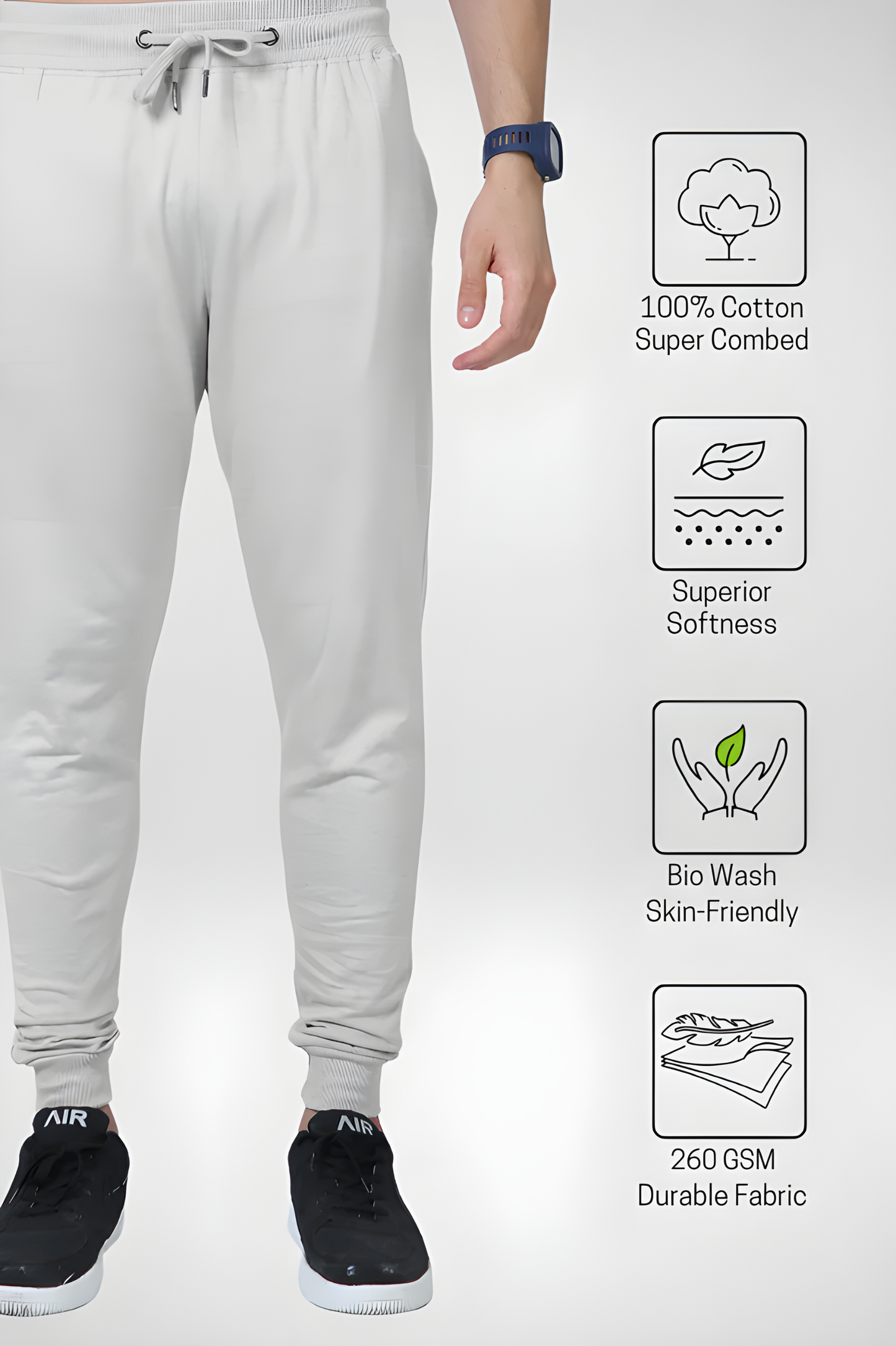 Grey Mélange 260 — Premium Loop-Knit Unisex Joggers”