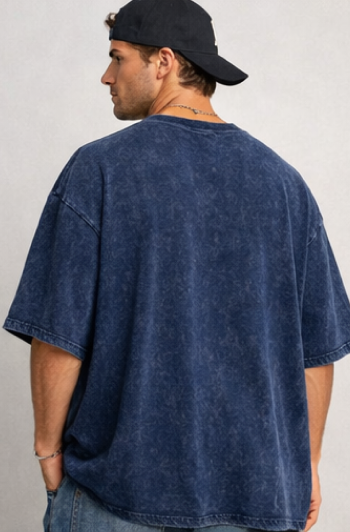 Evo Vogue “Midnight Tide” Navy Blue Acid Wash Oversized Tee – 240 GSM Heavyweight Streetwear