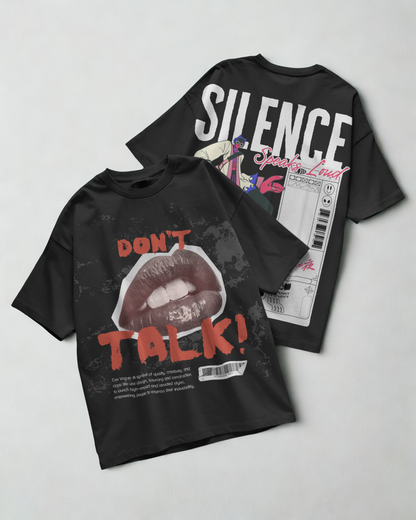 Evo Vogue “Forbidden Silence” Double-Sided Printed Oversized Tee – 100% Pure Imported Premium Cotton