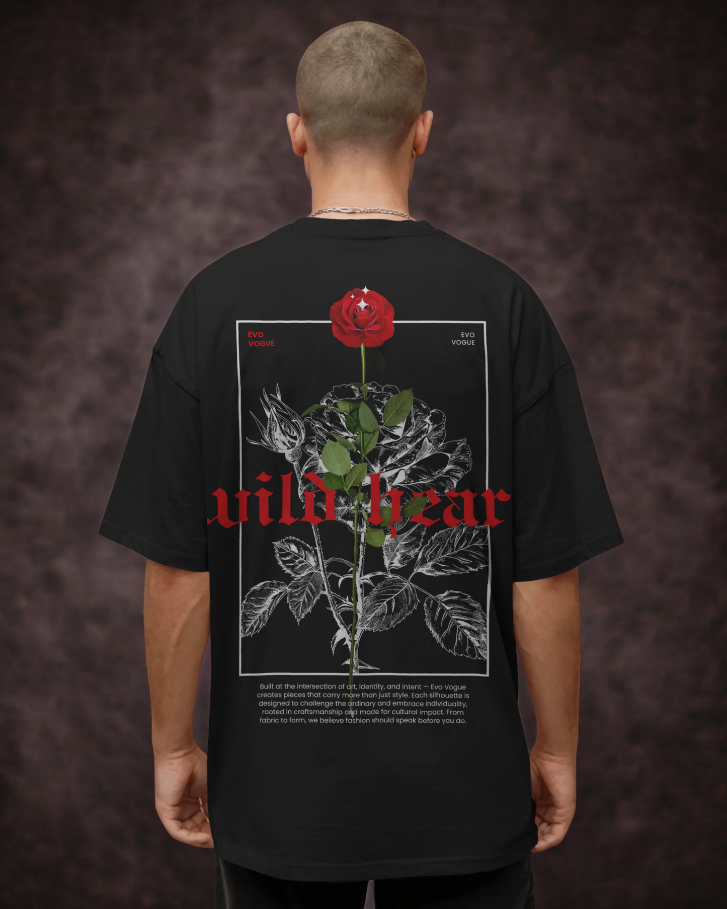 Evo Vogue “Urban Rose” Double-Sided Printed Oversized Tee – 100% Pure Imported Premium Cotton