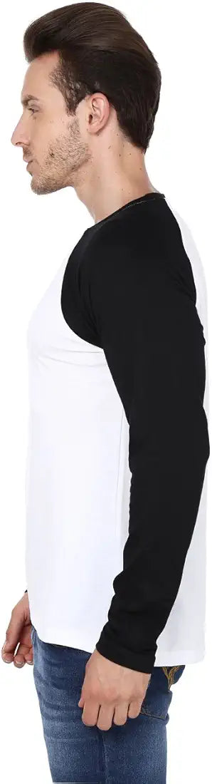 Monochrome Elegance: The White & Black Raglan Full Sleeve T-Shirt