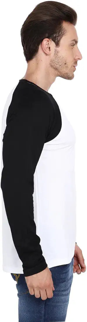 Monochrome Elegance: The White & Black Raglan Full Sleeve T-Shirt