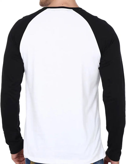 Monochrome Elegance: The White & Black Raglan Full Sleeve T-Shirt