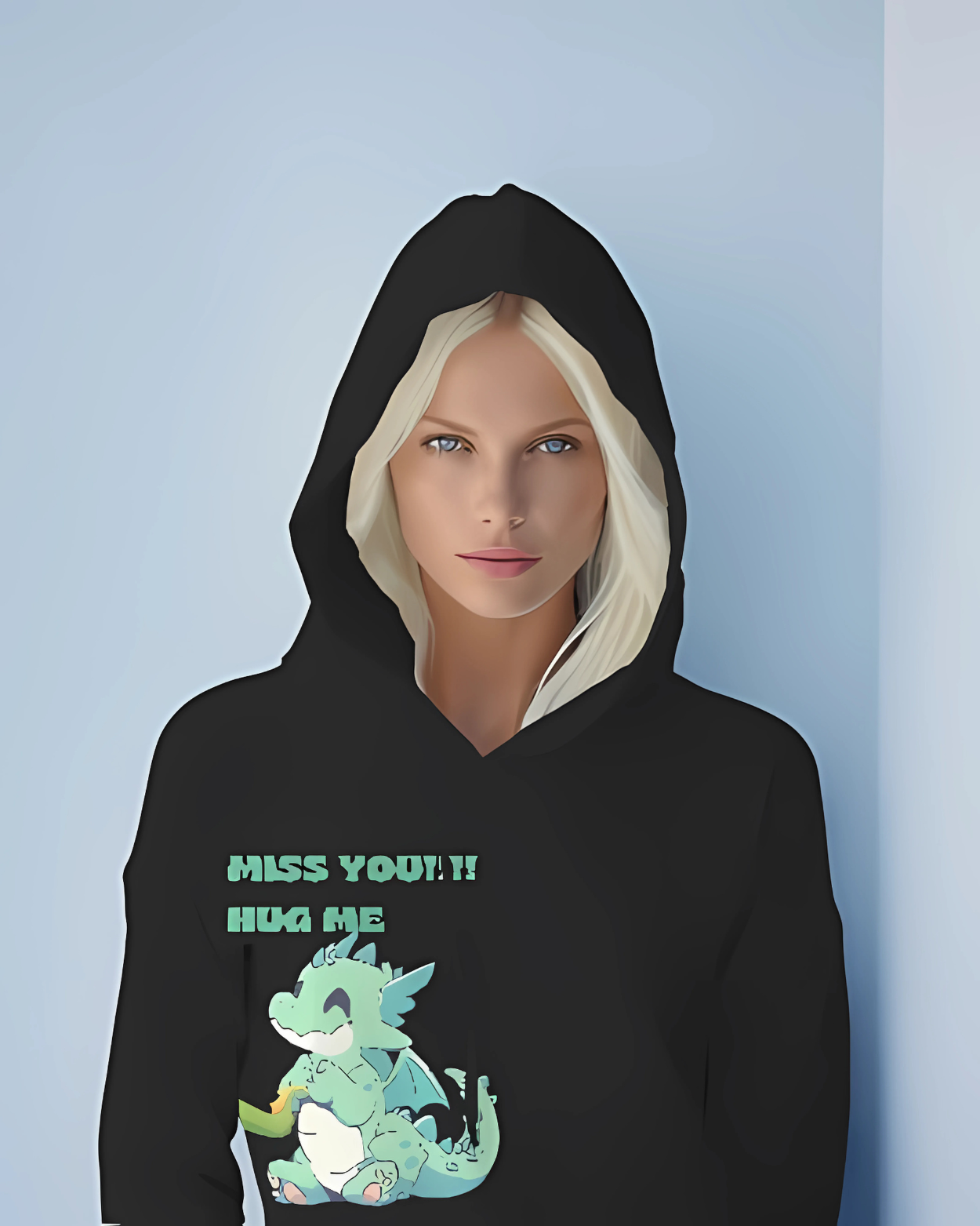 Playful Love Black: Adorable Dragon-Themed Couple Hoodies with Matching Fun & Flirty Designs