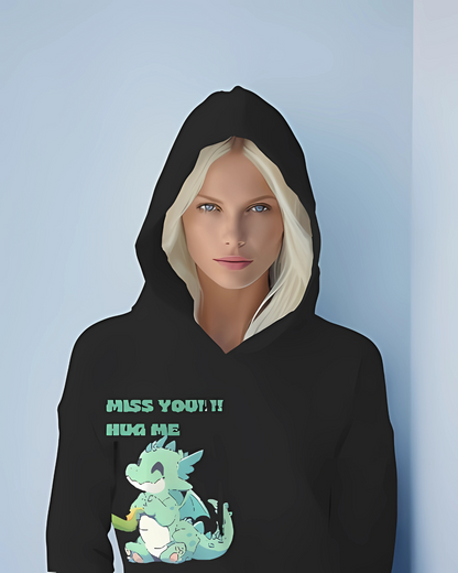 Playful Love Black: Adorable Dragon-Themed Couple Hoodies with Matching Fun & Flirty Designs