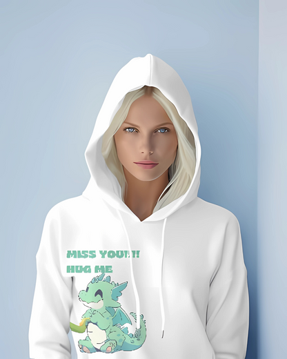 Playful Love White: Adorable Dragon-Themed Couple Hoodies with Matching Fun & Flirty Designs