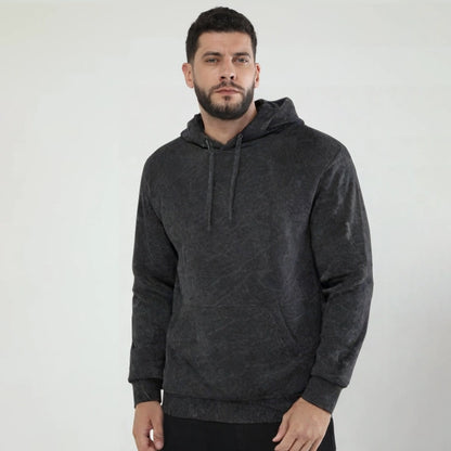 Midnight Fade: Black Acid Wash Hoodie