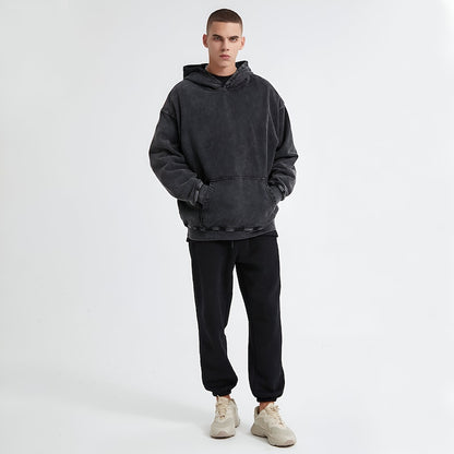 Midnight Fade: Black Acid Wash Hoodie