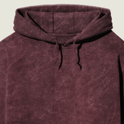 Crimson Haze: Maroon Acid Wash Hoodie