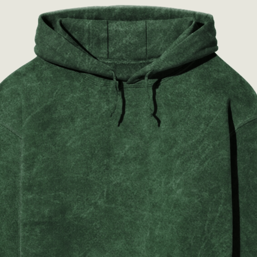 Enchanted Green: Bottle Green Acid Wash Hoodie