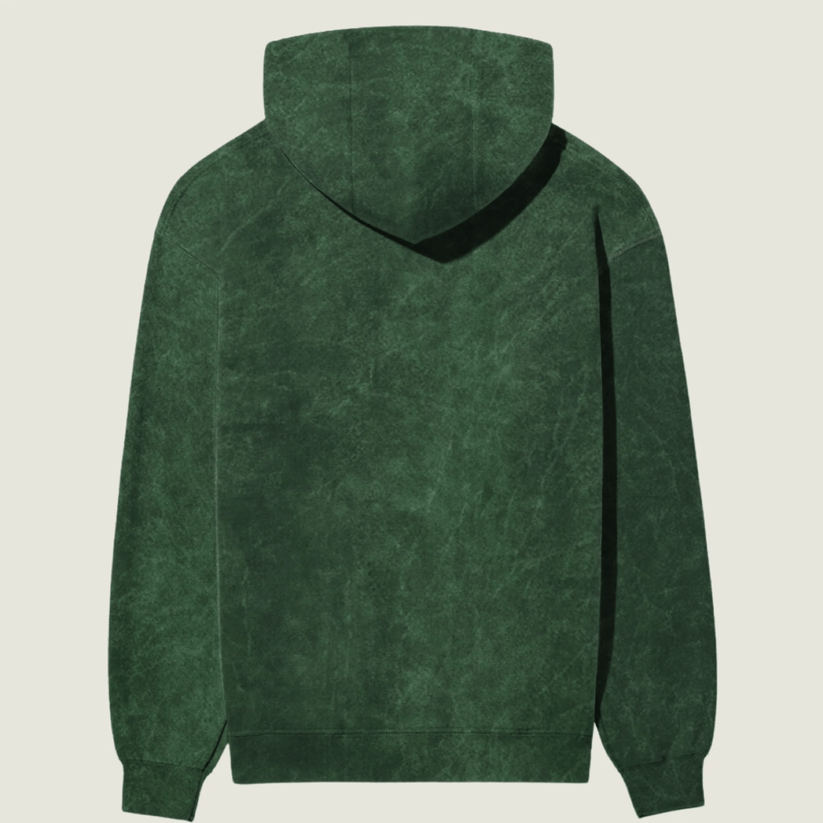 Enchanted Green: Bottle Green Acid Wash Hoodie