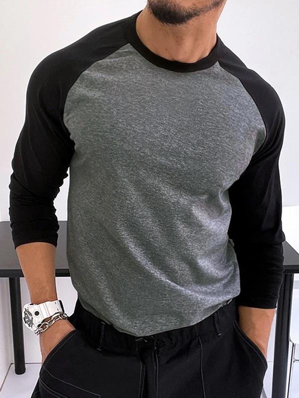 Sleek Simplicity: The Charcoal Melange Raglan Full Sleeve T-Shirt