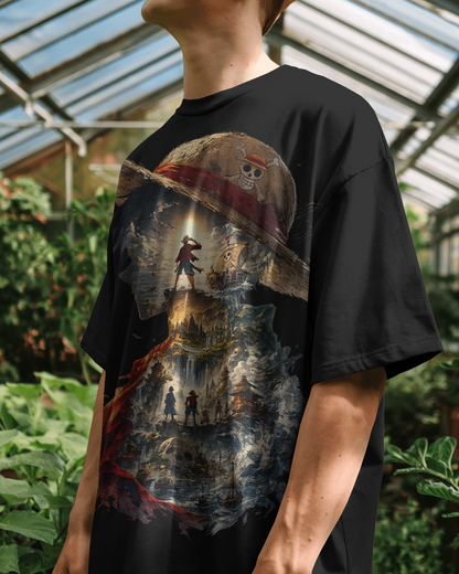 Evo Vogue Pirate King Legacy Oversized T-Shirt – Anime Inspired 240 GSM Premium Cotton Streetwear Tee