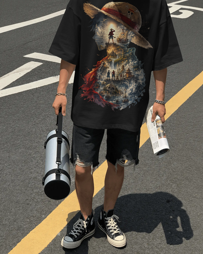 Evo Vogue Pirate King Legacy Oversized T-Shirt – Anime Inspired 240 GSM Premium Cotton Streetwear Tee