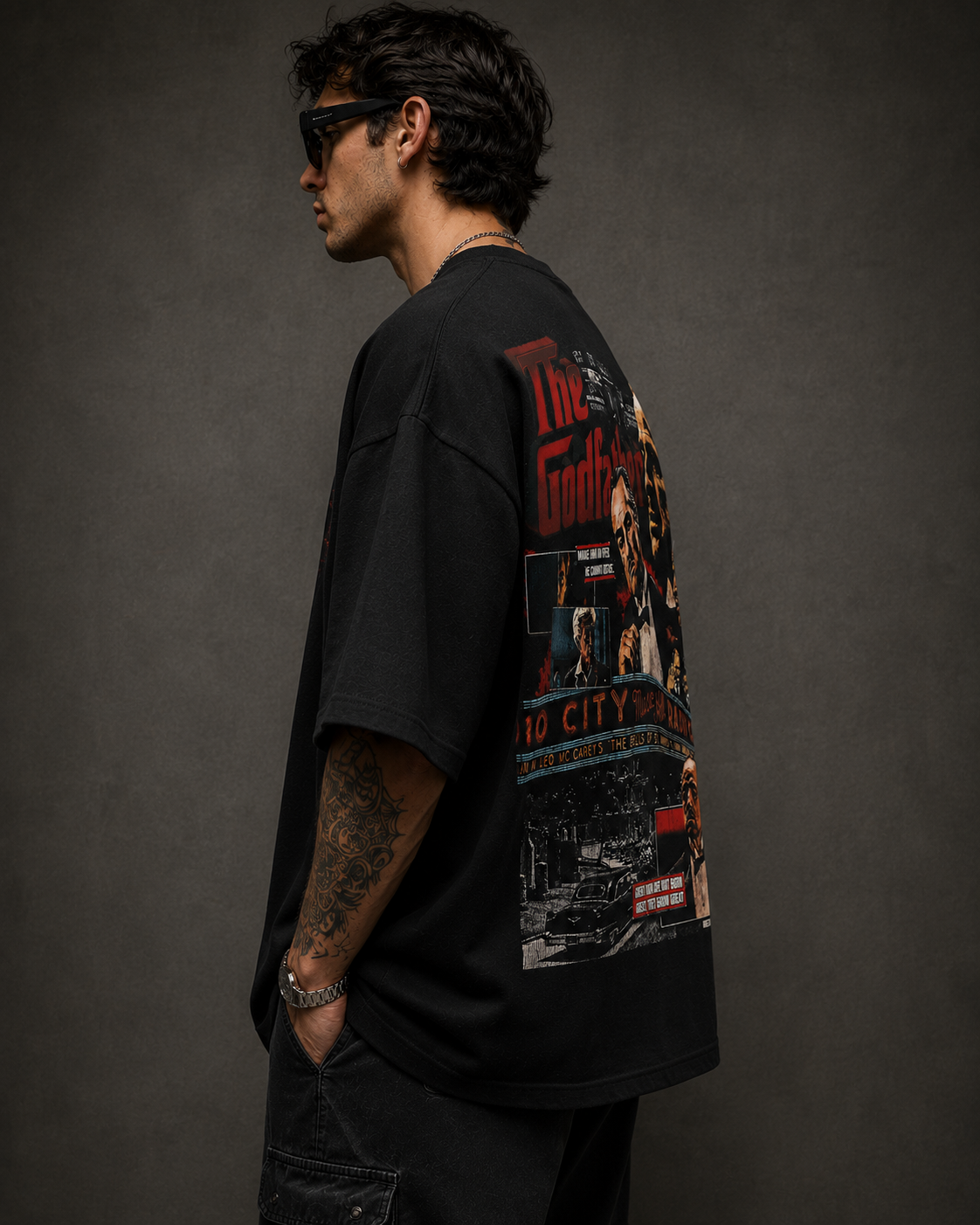 Evo Vogue Mafia Monarch Oversized T-Shirt – Premium Godfather Inspired Luxury Streetwear