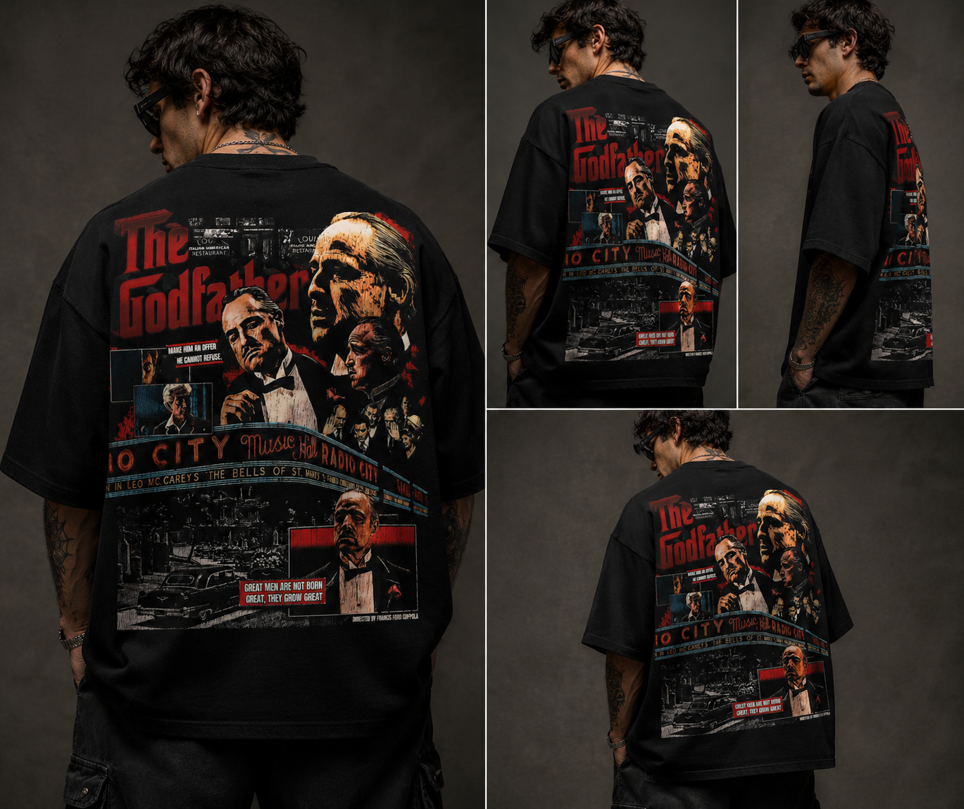 Evo Vogue Mafia Monarch Oversized T-Shirt – Premium Godfather Inspired Luxury Streetwear