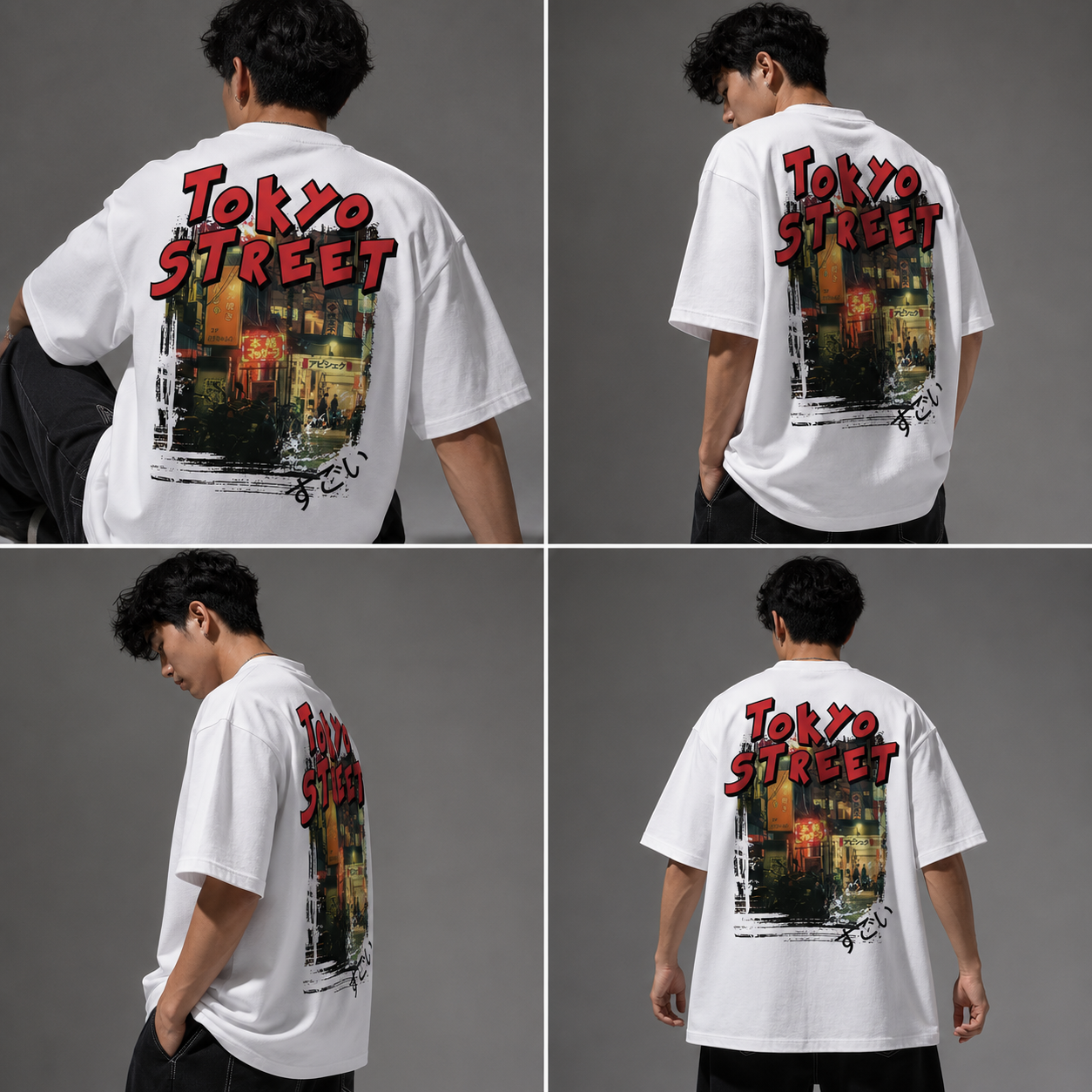 Evo Vogue Tokyo After Dark Oversized T-Shirt – Japanese Streetwear Graphic Tee