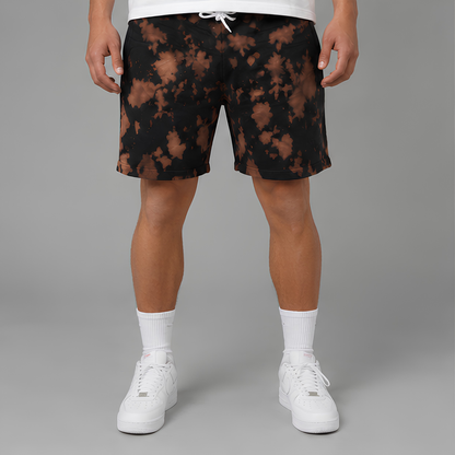 Evo Vogue Ember Drift Brown Black Tie Dye Shorts