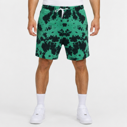 Evo Vogue Toxic Moss Green Black Tie Dye Shorts