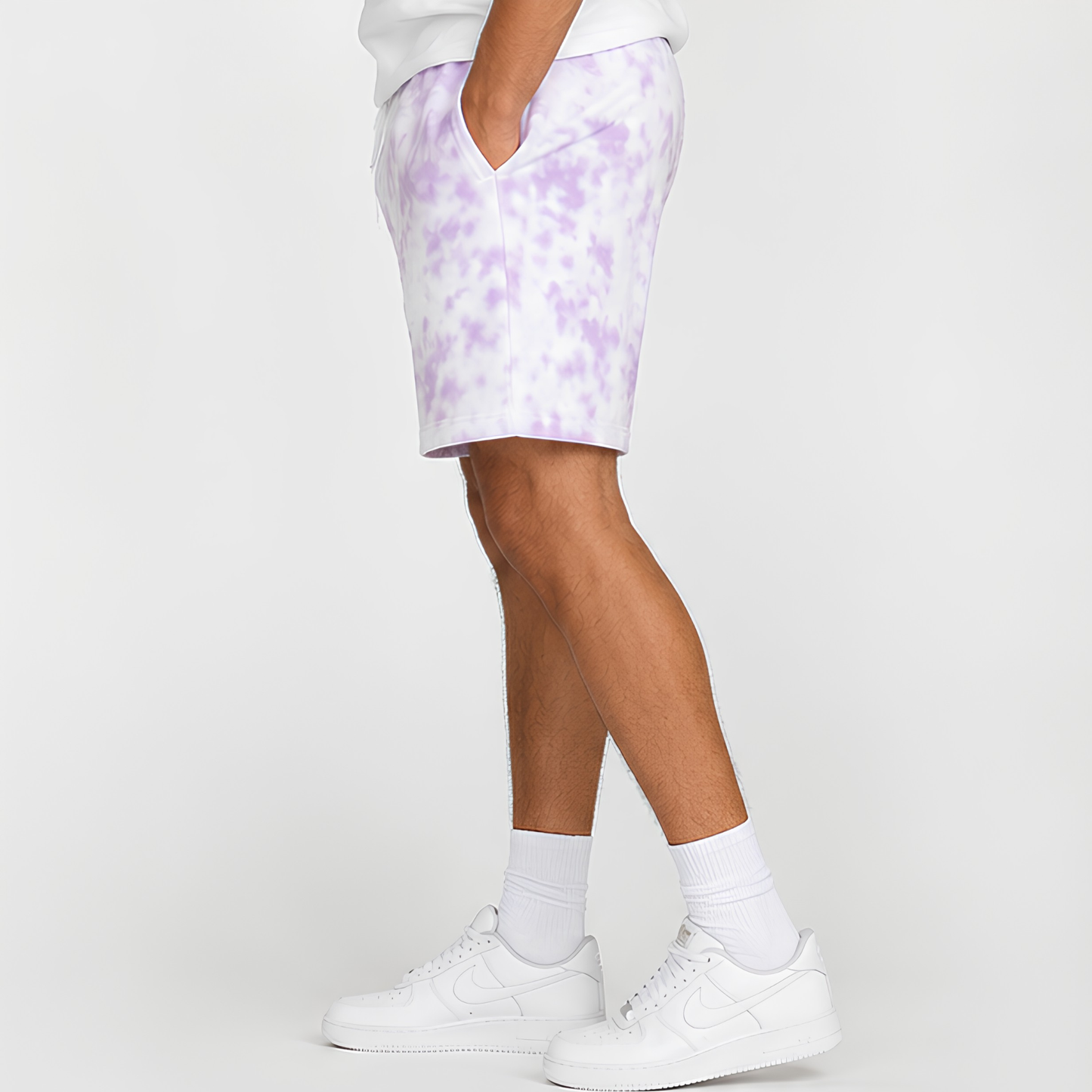 Evo Vogue Frost Mist White Lavender Tie Dye Shorts