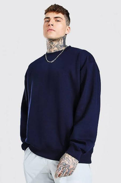 Navy Luxe: Evo Vogue 400 GSM Oversized Sweatshirt for Timeless Sophistication