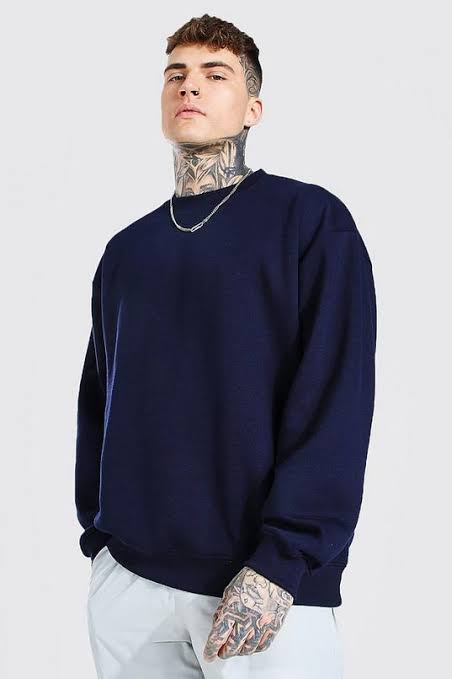 Navy Luxe: Evo Vogue 400 GSM Oversized Sweatshirt for Timeless Sophistication