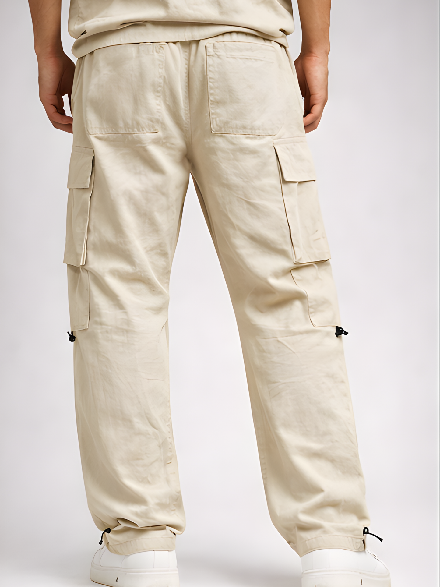 Evo Vogue “Sand Seven” – 7 Pockets Ultra Premium Imported Linen Baggy Cargo Pants (Sand Beige)
