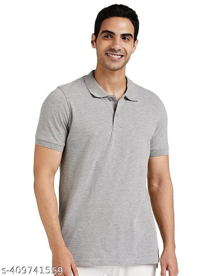 Product Title: Grey Melange Premium Polo T-Shirt