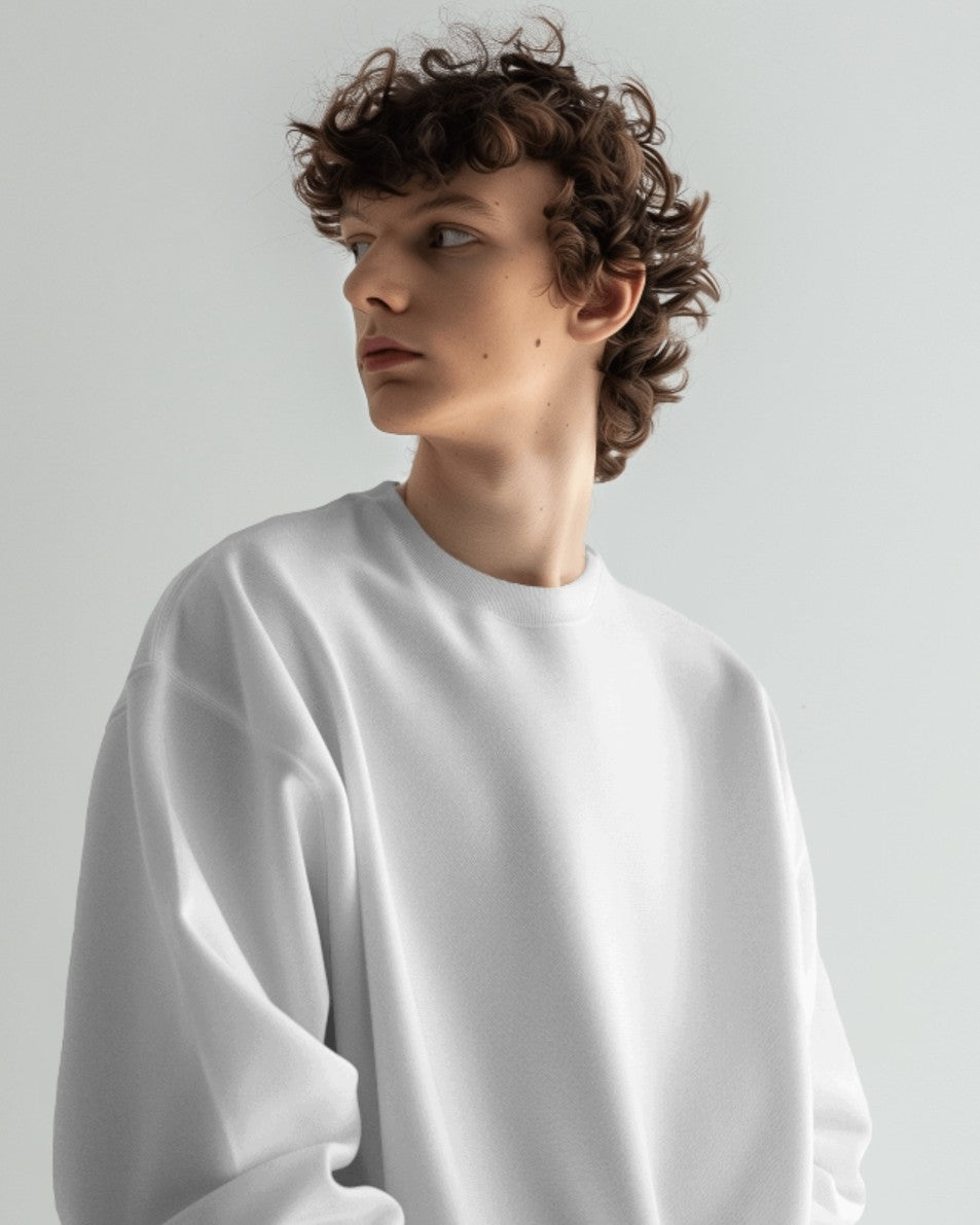 Ivory Luxe: The Ultimate 400 GSM Oversized Sweatshirt by Evo Vogue