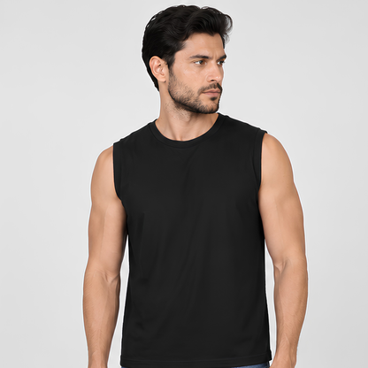 Evo Vogue Black Sleeveless T-Shirt for Men