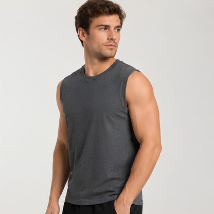 Evo Vogue Charcoal Melange Sleeveless T-Shirt for Men