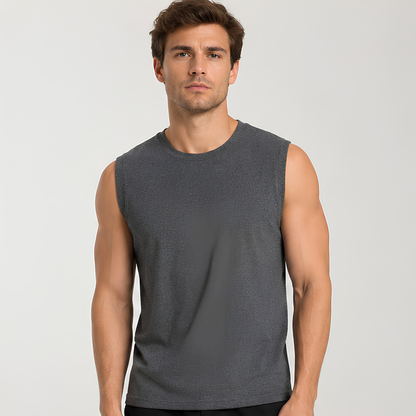 Evo Vogue Charcoal Melange Sleeveless T-Shirt for Men