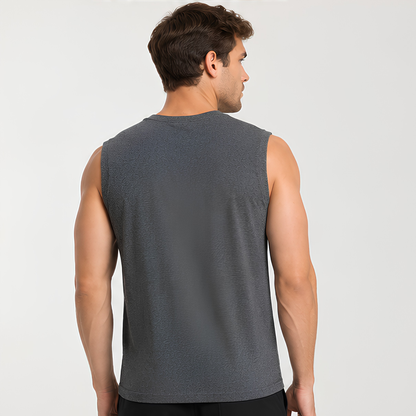Evo Vogue Charcoal Melange Sleeveless T-Shirt for Men