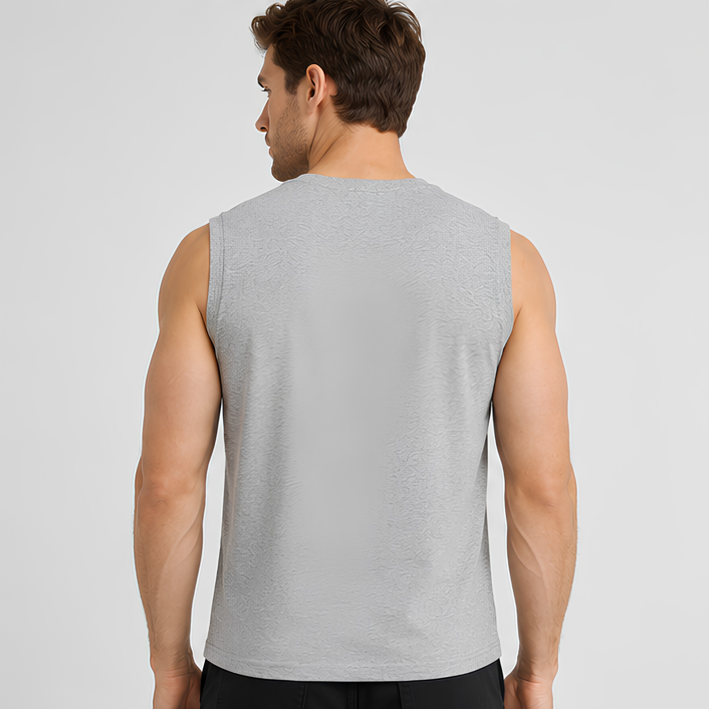 Evo Vogue Grey Melange Sleeveless T-Shirt for Men