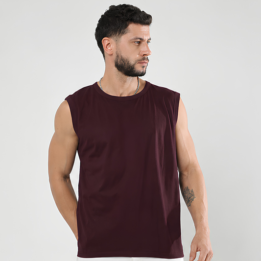 Evo Vogue Maroon Sleeveless T-Shirt for Men