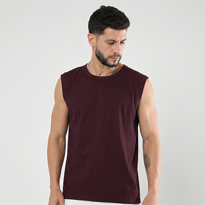 Evo Vogue Maroon Sleeveless T-Shirt for Men