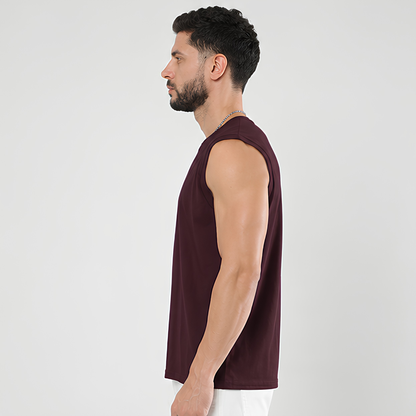 Evo Vogue Maroon Sleeveless T-Shirt for Men