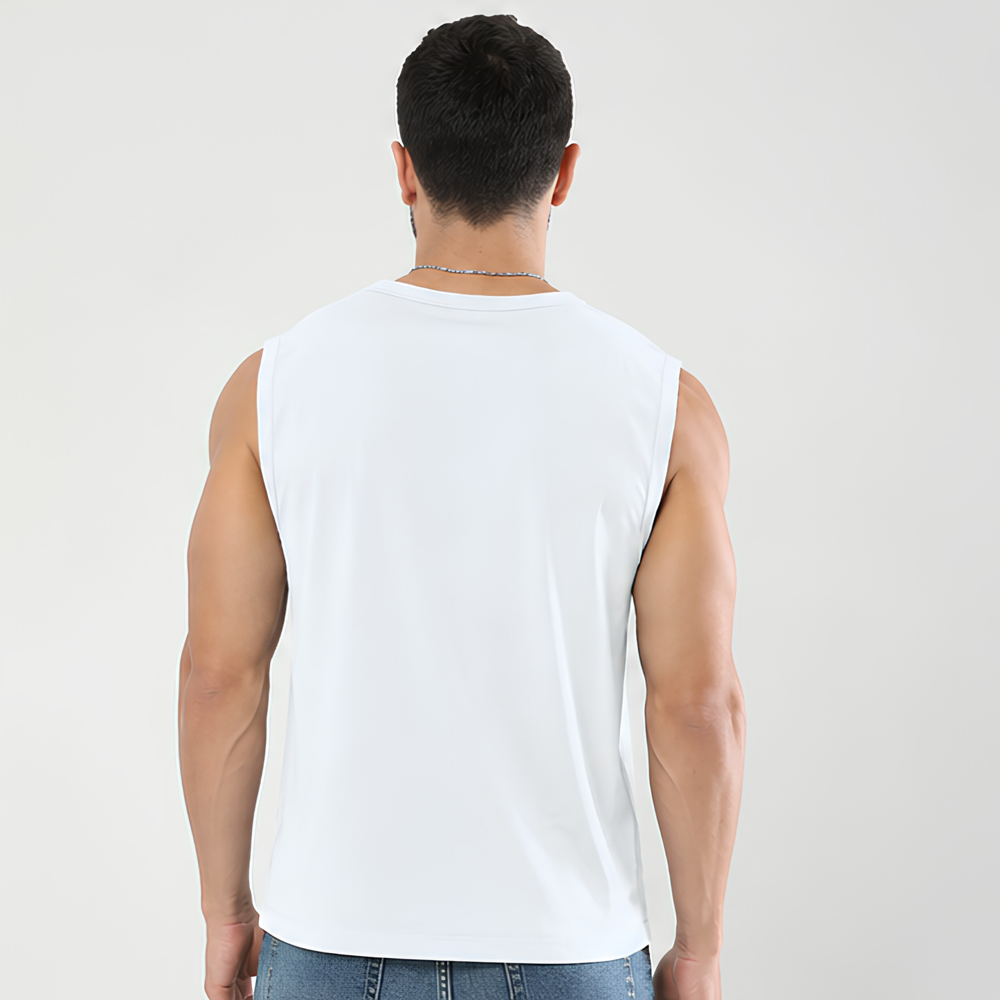 Evo Vogue White Sleeveless T-Shirt for Men