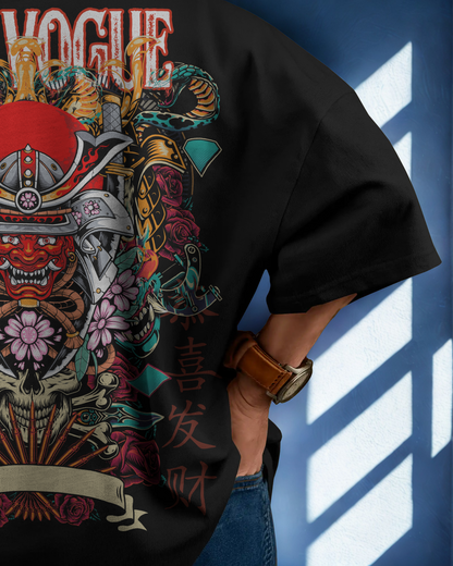 Samurai Bloom Oversized Tee – Black Edition