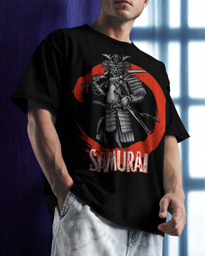 Samurai Bloom Oversized Tee – Black Edition