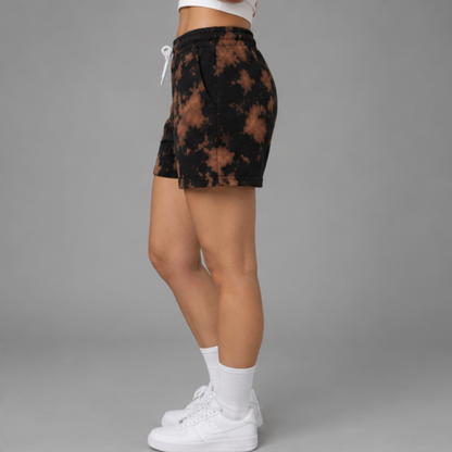 Evo Vogue Mocha Eclipse Brown Black Tie Dye Shorts
