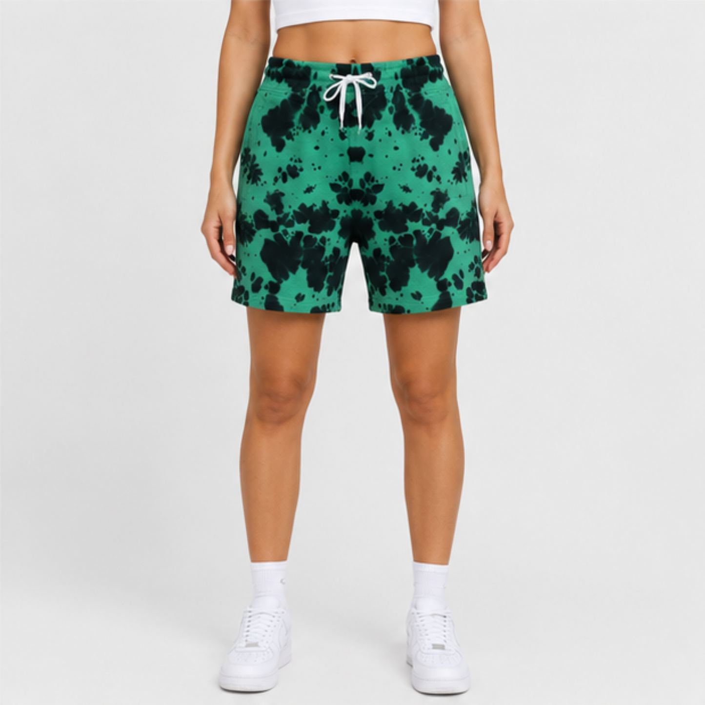 Evo Vogue Emerald Shadow Green Black Tie Dye Shorts