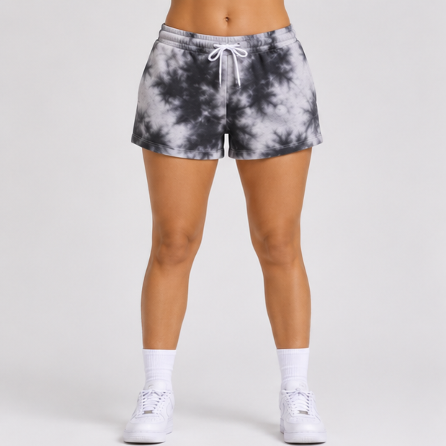 Evo Vogue Midnight Cloud White Black Tie Dye Shorts