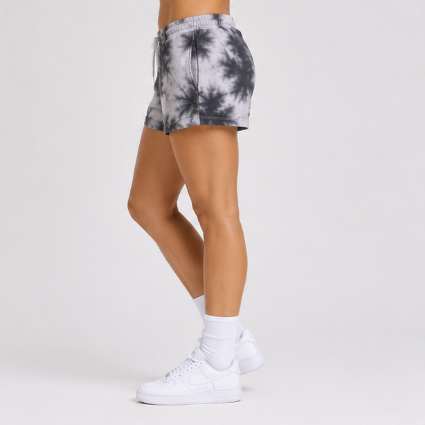 Evo Vogue Midnight Cloud White Black Tie Dye Shorts