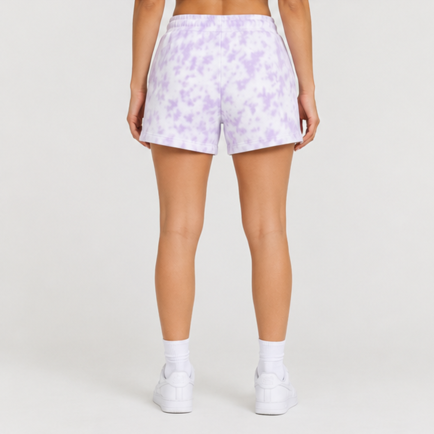 Evo Vogue Lavender Cloud White Tie Dye Shorts